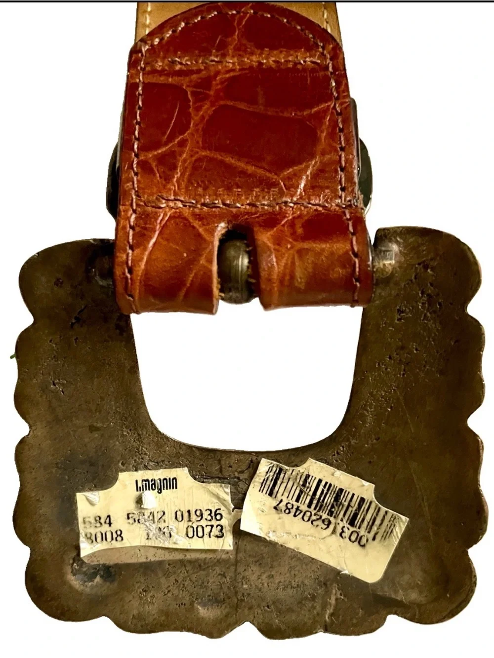 VINTAGE 90’s STREETS AHEAD Croco Embossed Leather BELT From I. MAGNIN Size S